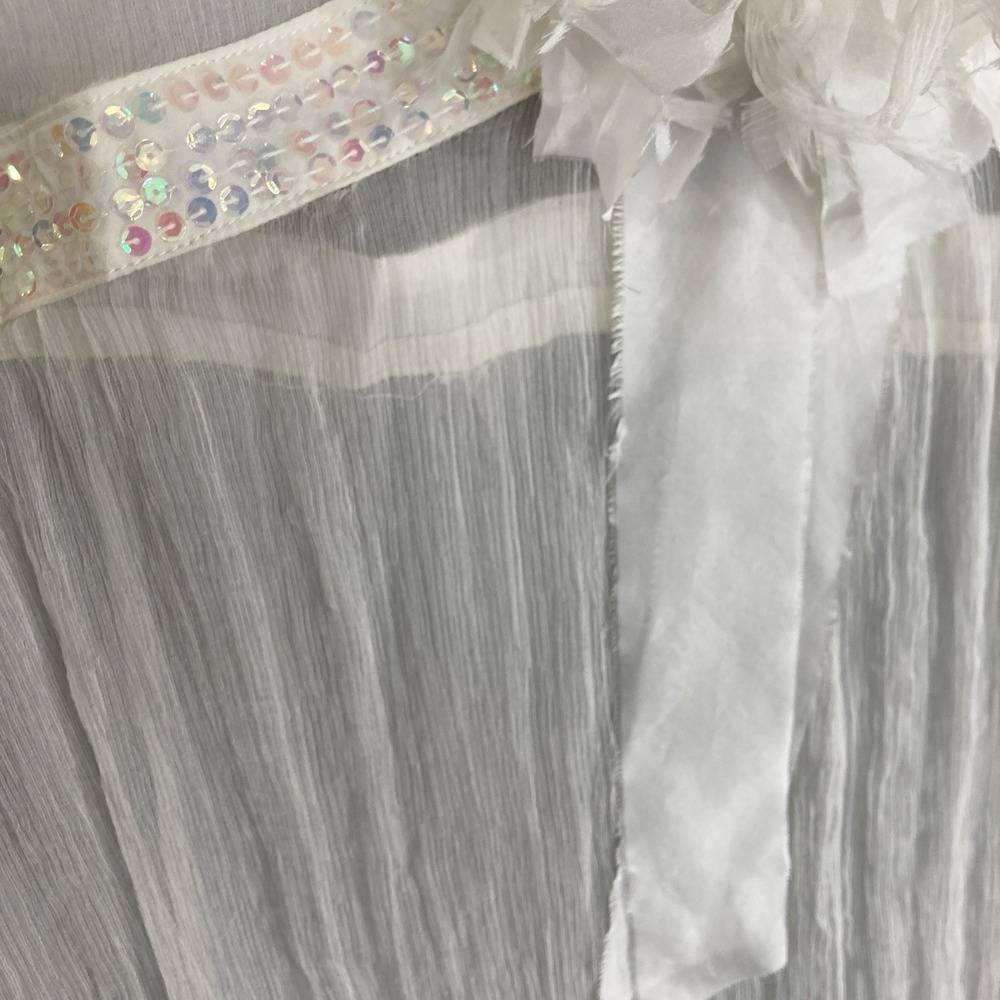 Vtg Scarlett Silk Sequin Bridal Shower Bachelorette Babydoll Chiffon Top Women M - Picture 11 of 14